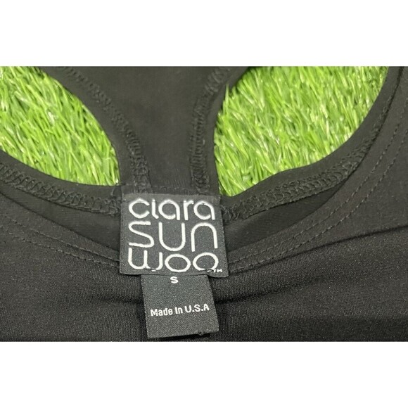 Clara Sun Woo Women’s 3/4 Sleeve Black Top Size Small Cut Out Asymmetrical hem - Picture 2 of 8